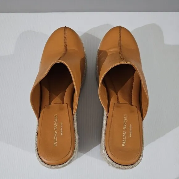 Paloma Barcelo Hebe Wedge Clog Mule Espadrille Womens Orche Orange Leather EU 40
