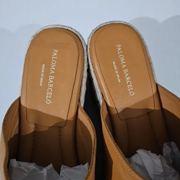 Paloma Barcelo Hebe Wedge Clog Mule Espadrille Womens Orche Orange Leather EU 40