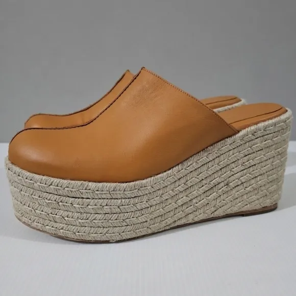 Paloma Barcelo Hebe Wedge Clog Mule Espadrille Womens Orche Orange Leather EU 40