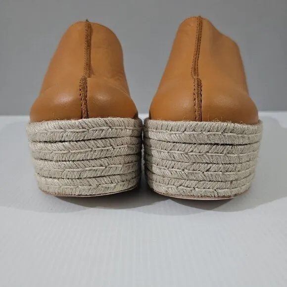 Paloma Barcelo Hebe Wedge Clog Mule Espadrille Womens Orche Orange Leather EU 40