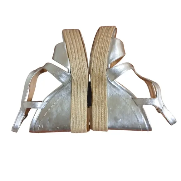 Paloma Barcelo Silvet Leather Wedge Sandals Women's Spanish Espadrilles size 6