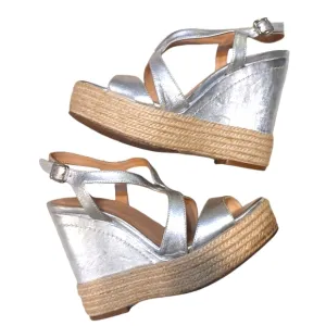 Paloma Barcelo Silvet Leather Wedge Sandals Women's Spanish Espadrilles size 6