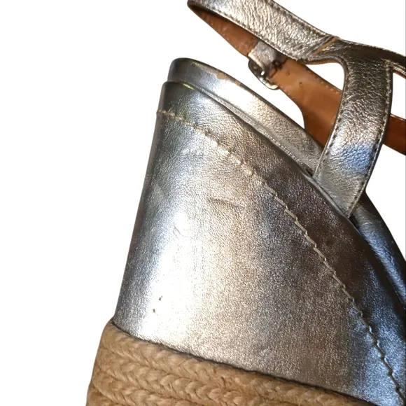 Paloma Barcelo Silvet Leather Wedge Sandals Women's Spanish Espadrilles size 6