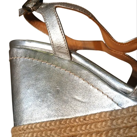 Paloma Barcelo Silvet Leather Wedge Sandals Women's Spanish Espadrilles size 6