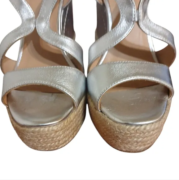 Paloma Barcelo Silvet Leather Wedge Sandals Women's Spanish Espadrilles size 6