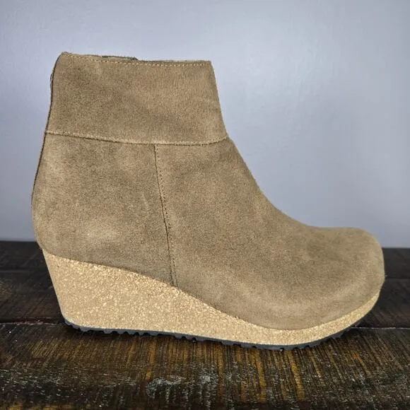 Papillio Ebba Womens 7 EU 38 Narrow Suede Wedge Boots Zipper Brown