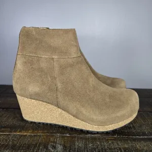 Papillio Ebba Womens 7 EU 38 Narrow Suede Wedge Boots Zipper Brown