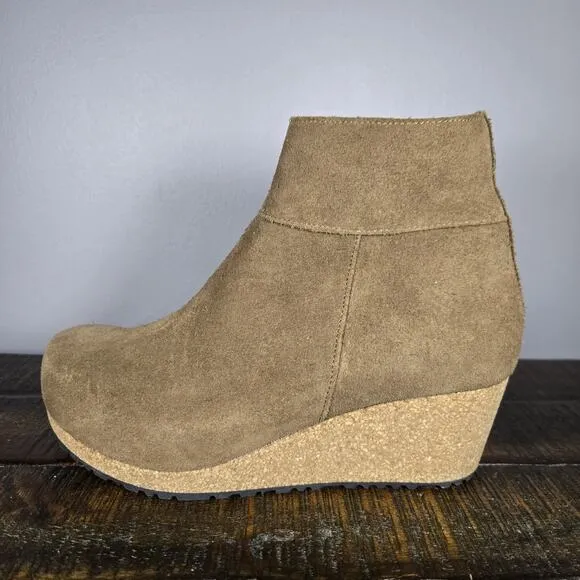 Papillio Ebba Womens 7 EU 38 Narrow Suede Wedge Boots Zipper Brown