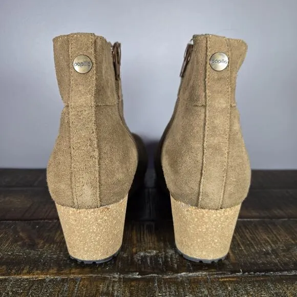 Papillio Ebba Womens 7 EU 38 Narrow Suede Wedge Boots Zipper Brown