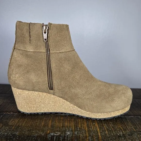 Papillio Ebba Womens 7 EU 38 Narrow Suede Wedge Boots Zipper Brown