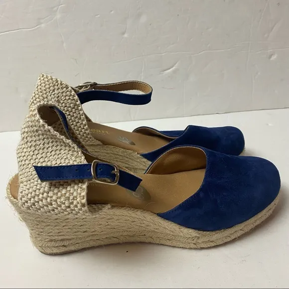 Paseart Espadrilles Sandals Navy Blue Strappy Sandals Suede Size 9.5 41 Spain
