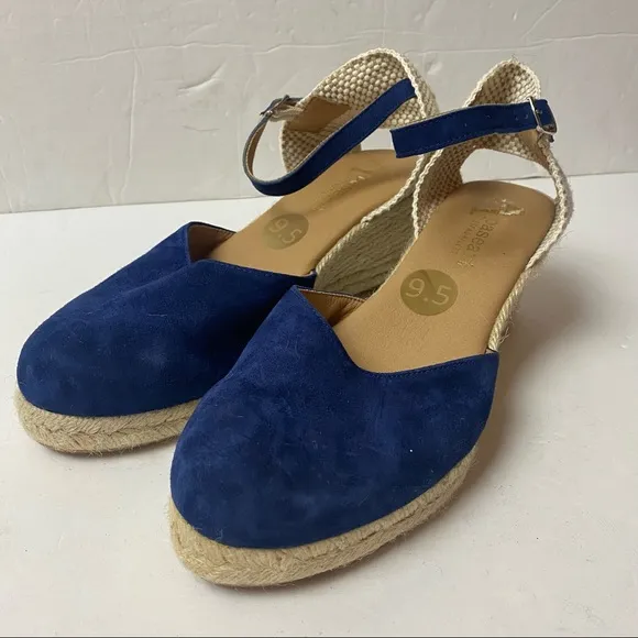 Paseart Espadrilles Sandals Navy Blue Strappy Sandals Suede Size 9.5 41 Spain