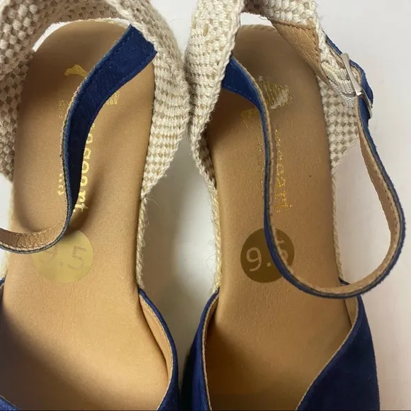 Paseart Espadrilles Sandals Navy Blue Strappy Sandals Suede Size 9.5 41 Spain