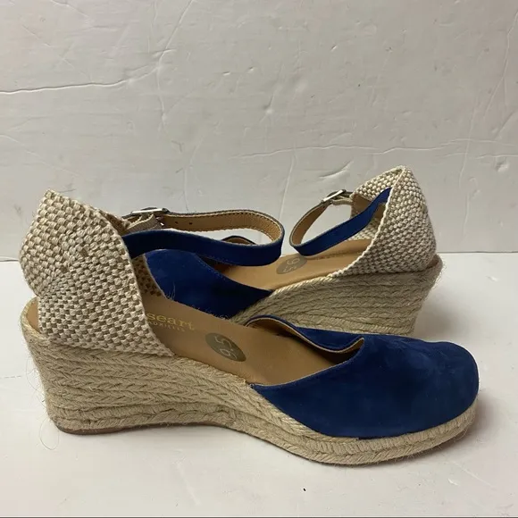 Paseart Espadrilles Sandals Navy Blue Strappy Sandals Suede Size 9.5 41 Spain