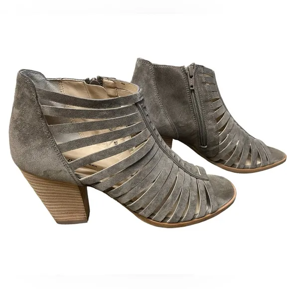 Paul Green Cynthia Cage Woven Leather Suede Peep Toe Heel Austria Sz 5.5 US 7.5
