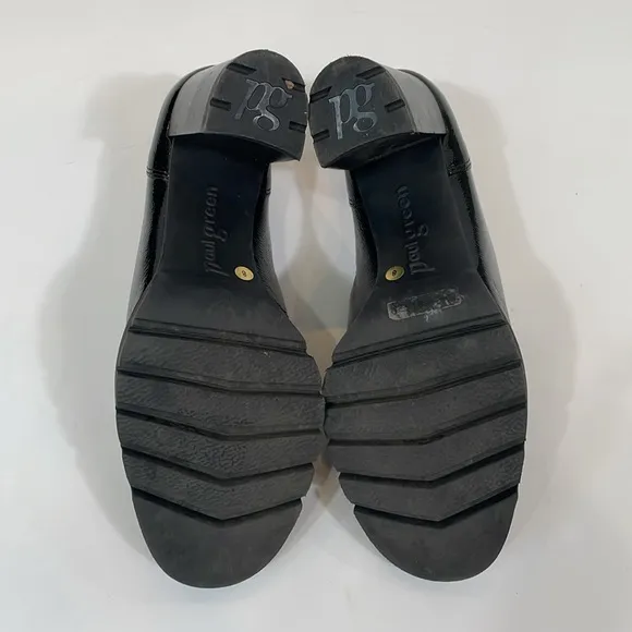 Paul Green Shoes Size 10.5 Black Patent Leather Heels Chunky Loafer Style EUC