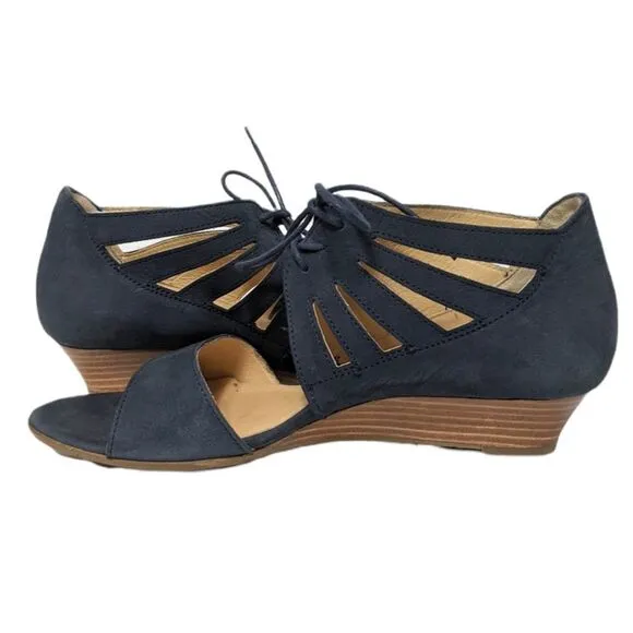 PAUL GREEN Suede Cutout Wedge Lace-Up Shoes 7.5