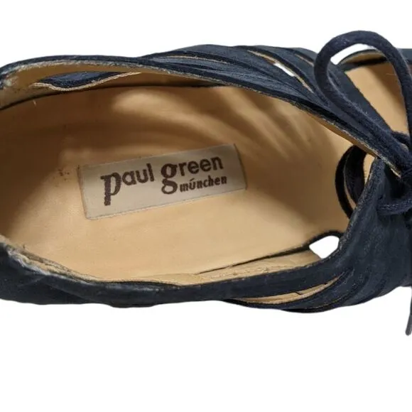 PAUL GREEN Suede Cutout Wedge Lace-Up Shoes 7.5