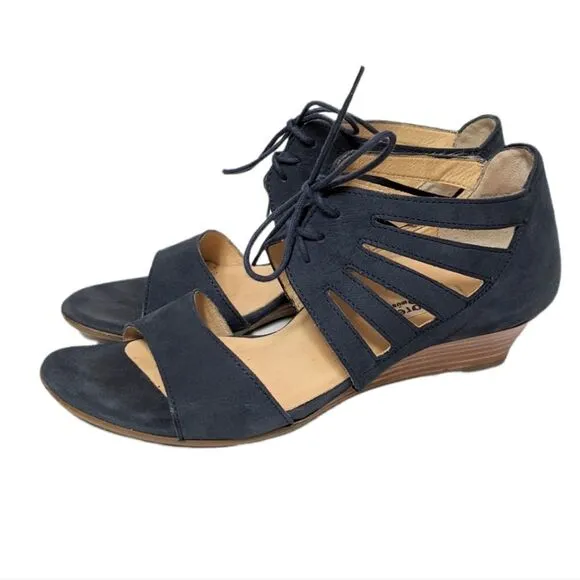 PAUL GREEN Suede Cutout Wedge Lace-Up Shoes 7.5