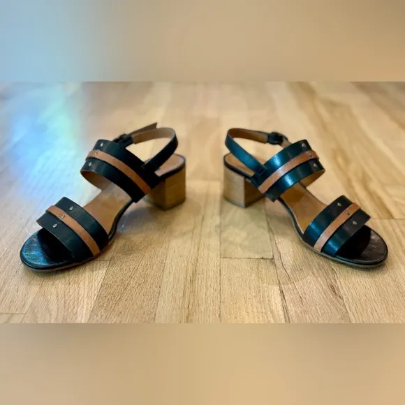 Paul Green Vicky Slingback Sandal, Leather, Black, Brown, 2” Heel, US 7 / UK 4.5