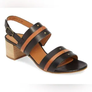 Paul Green Vicky Slingback Sandal, Leather, Black, Brown, 2” Heel, US 7 / UK 4.5