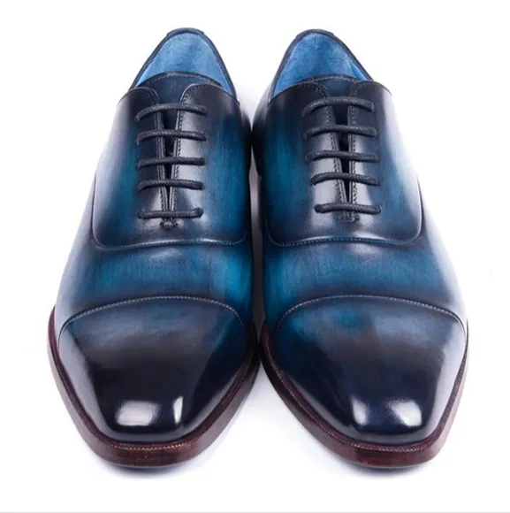Paul Parkman Men's Captoe Oxfords Blue &amp; Turquoise (ID#1744-BTQ)