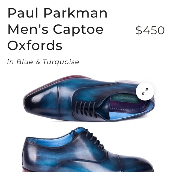 Paul Parkman Men's Captoe Oxfords Blue &amp; Turquoise (ID#1744-BTQ)