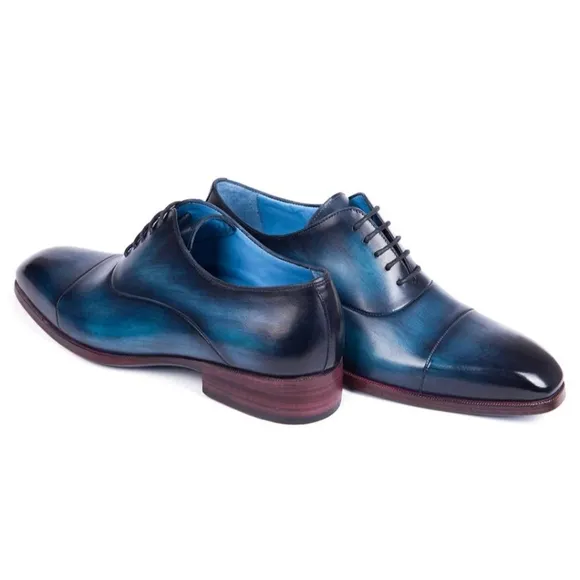 Paul Parkman Men's Captoe Oxfords Blue &amp; Turquoise (ID#1744-BTQ)