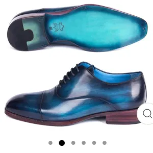 Paul Parkman Men's Captoe Oxfords Blue &amp; Turquoise (ID#1744-BTQ)