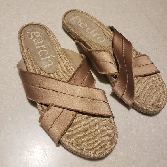 Pedro Garcia Espadrilles Women's Sandals Green Size US 9 EU 40 Pink
