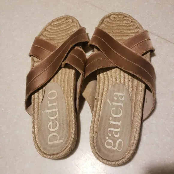 Pedro Garcia Espadrilles Women's Sandals Green Size US 9 EU 40 Pink