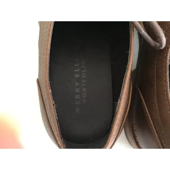 PERRY ELLIS- MENS BROWN COMFY LACE UP SHOES SIZE 11.5