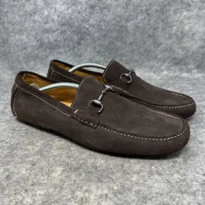 Peter Millar Driving Moccasins Shoes Men 12M Brown Suede Silver Horsebit Loafers