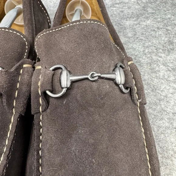 Peter Millar Driving Moccasins Shoes Men 12M Brown Suede Silver Horsebit Loafers
