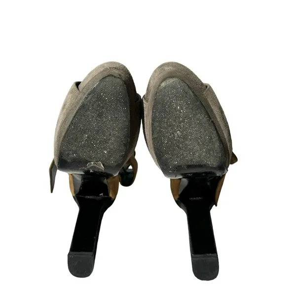 Pierre Hardy Suede Ankle Strap Platform Italian Tan Black Sandals Women’s