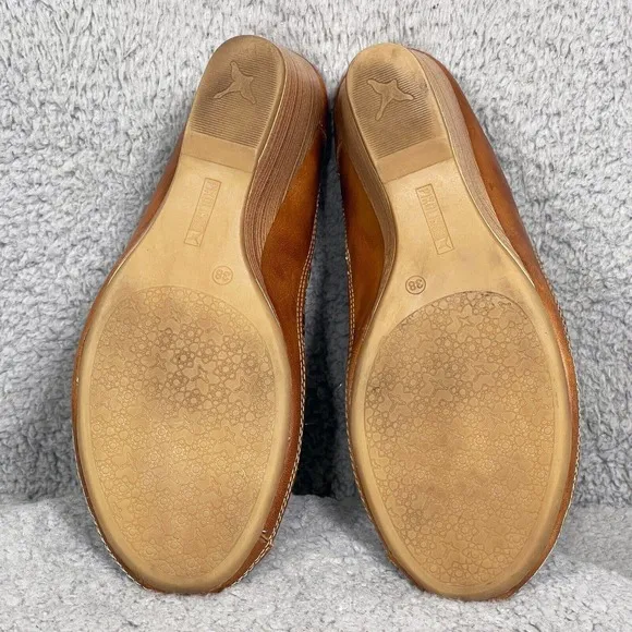Pikolinos Capri Womens Size 38 US 7.5-8 Cut Out Wedge Sandals Brown Leather