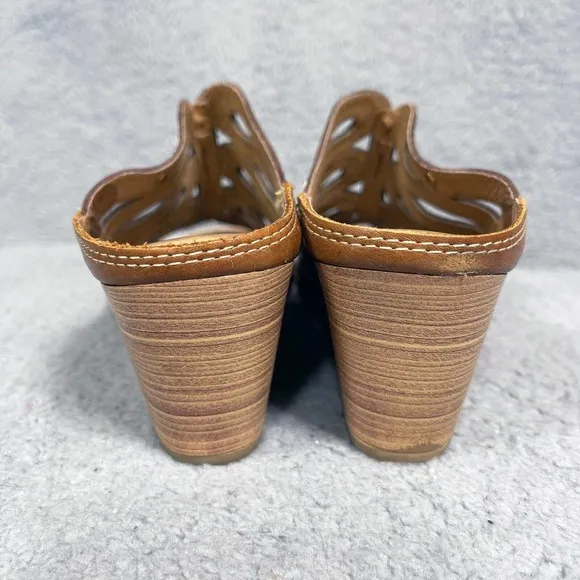 Pikolinos Capri Womens Size 38 US 7.5-8 Cut Out Wedge Sandals Brown Leather