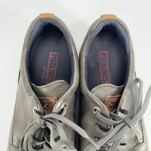 Pikolinos Mens Size 42 / 8.5 BEGUR M7P Gray Leather Casual Lace Up Sneaker Shoes