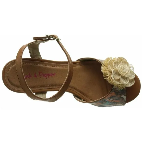 Pink &amp; Pepper Wedge Shoes 8.5 Orange Sand Dune Women's New In Box
