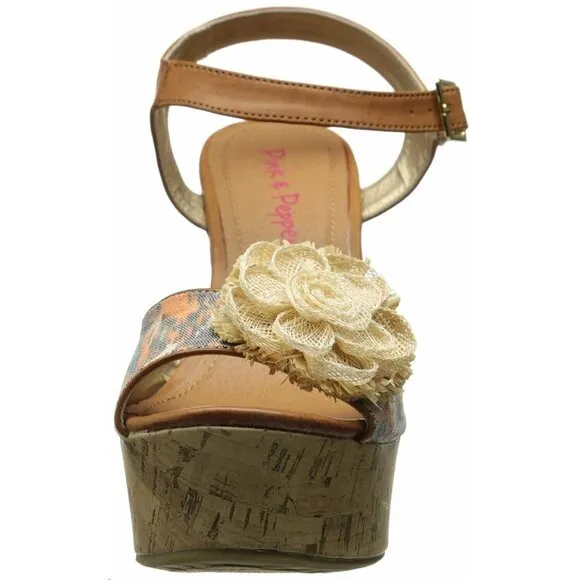 Pink &amp; Pepper Wedge Shoes 8.5 Orange Sand Dune Women's New In Box