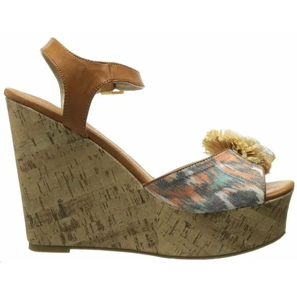 Pink &amp; Pepper Wedge Shoes 8.5 Orange Sand Dune Women's New In Box