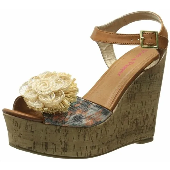 Pink &amp; Pepper Wedge Shoes 8.5 Orange Sand Dune Women's New In Box
