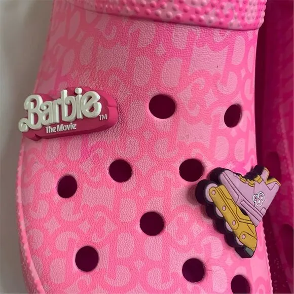 Pink MEGACrocs with Barbie Jibbitz Charms Unisex Clogs