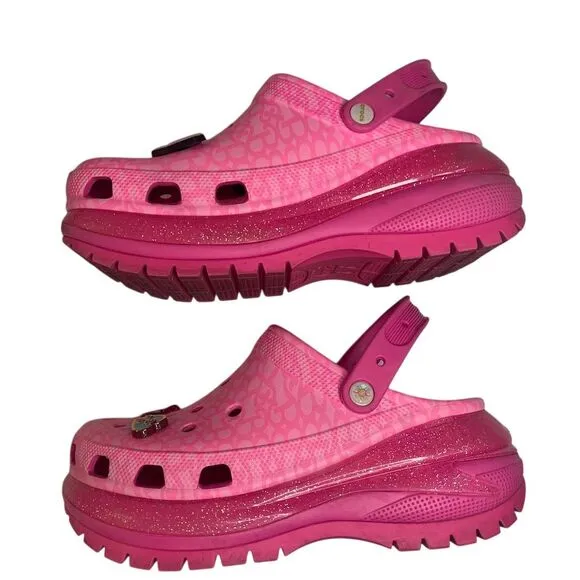 Pink MEGACrocs with Barbie Jibbitz Charms Unisex Clogs