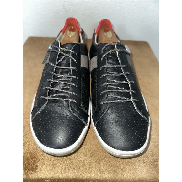 Plae Mulberry Black Red Full Grain Leather Mens Casual Sneakers 552010 001