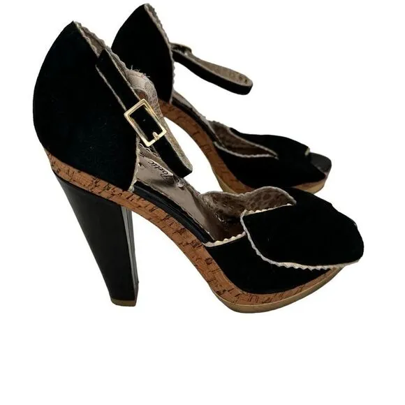 Poetic License Date Night Pumps Black Cork Sandals SZ 7.5