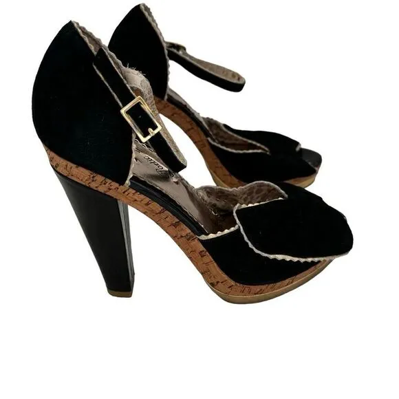 Poetic License Date Night Pumps Black Cork Sandals SZ 7.5