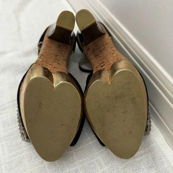 Poetic License Date Night Pumps Black Cork Sandals SZ 7.5