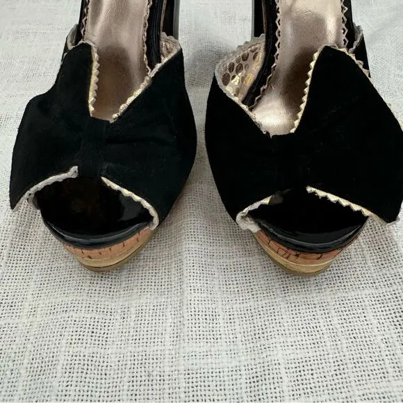 Poetic License Date Night Pumps Black Cork Sandals SZ 7.5