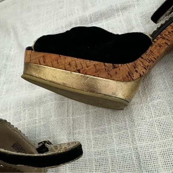 Poetic License Date Night Pumps Black Cork Sandals SZ 7.5
